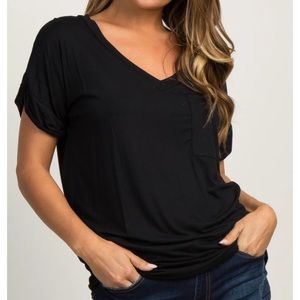 Pink blush stretchy basic v neck tee
